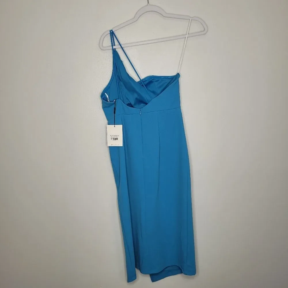 Hello Molly Taking It Back Homecoming Dress Blue Slit One Strap Party NWT Size 8
